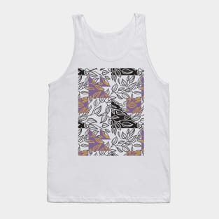 Minimalist Leaf Line Art Illustration as a Seamless Surface Pattern Design Tank Top